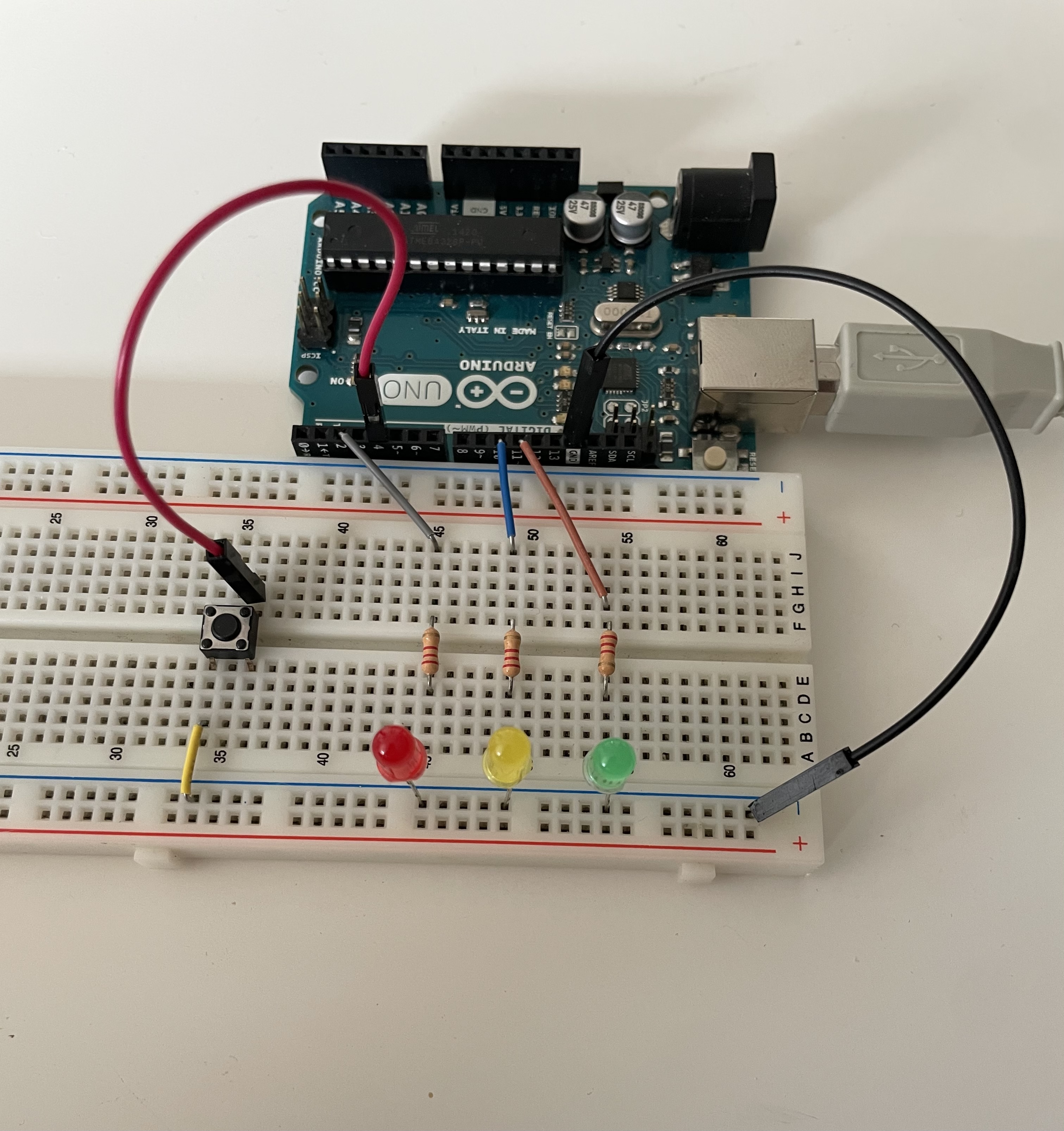Ampelschaltung mit Arduino – Aufbau auf dem Steckbrett